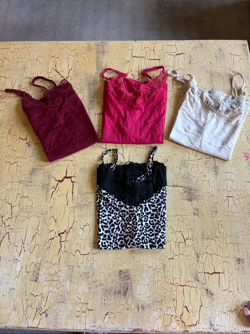 White House Black Market Lace Trim Cami Set - Burgundy, Hot Pink, Ivory, Leopard